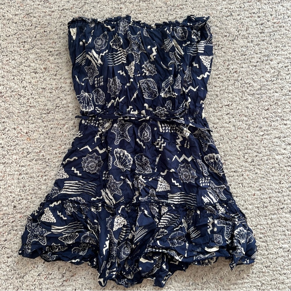 Elan Navy and White Patterned Dress